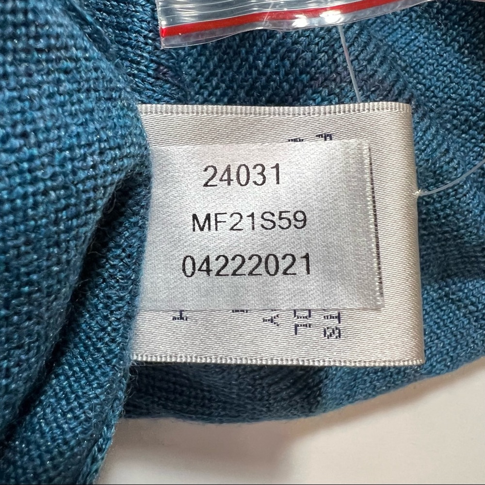 PETER MILLAR Merino Wool Silk blend Quarter Zip Long Sleeve Pullover Medium Teal - Picture 6 of 8